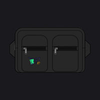 A black tactical shoulder bag with two front zippered pockets and a small green and yellow graphic on the left pocket, shown against a plain white background.