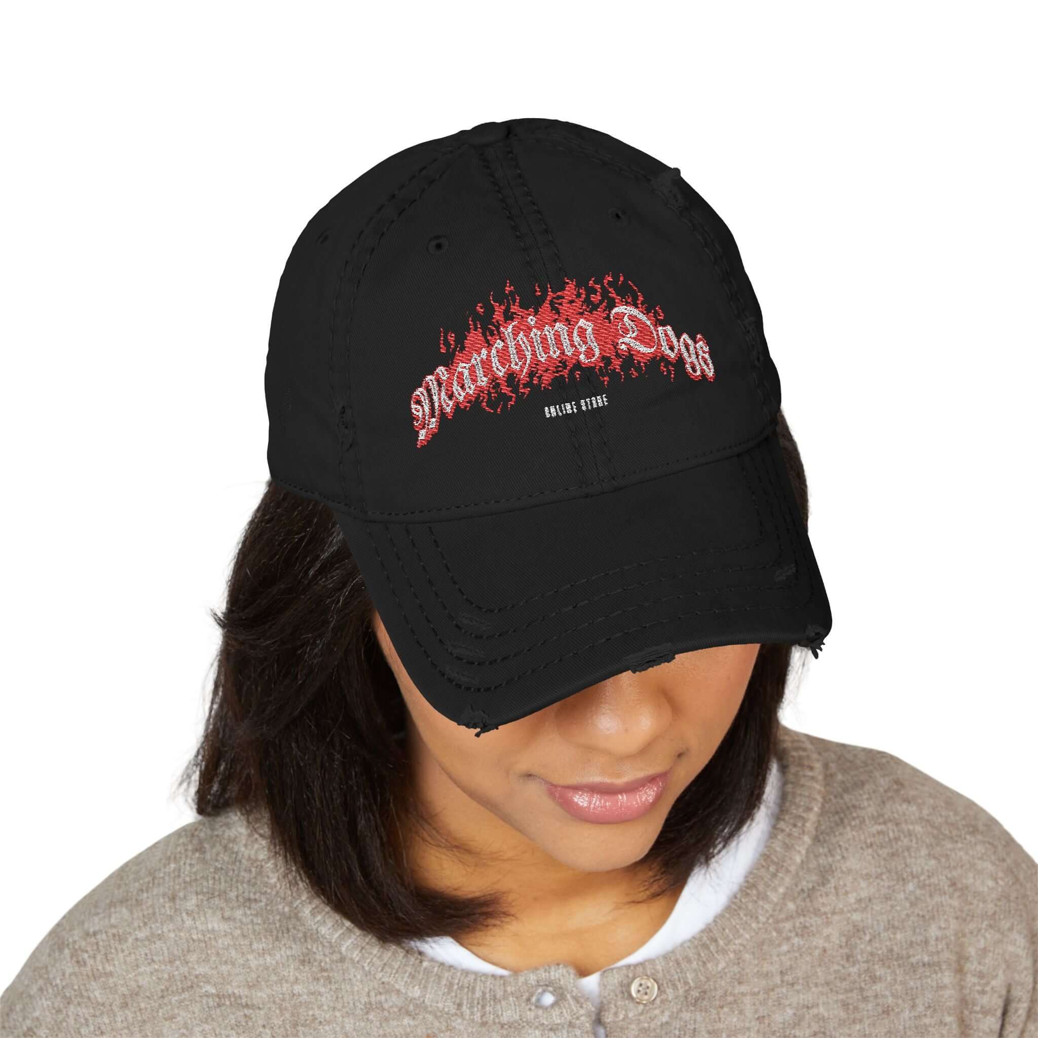 Marching Dogs 'FLAMES' Distressed Dad Hat