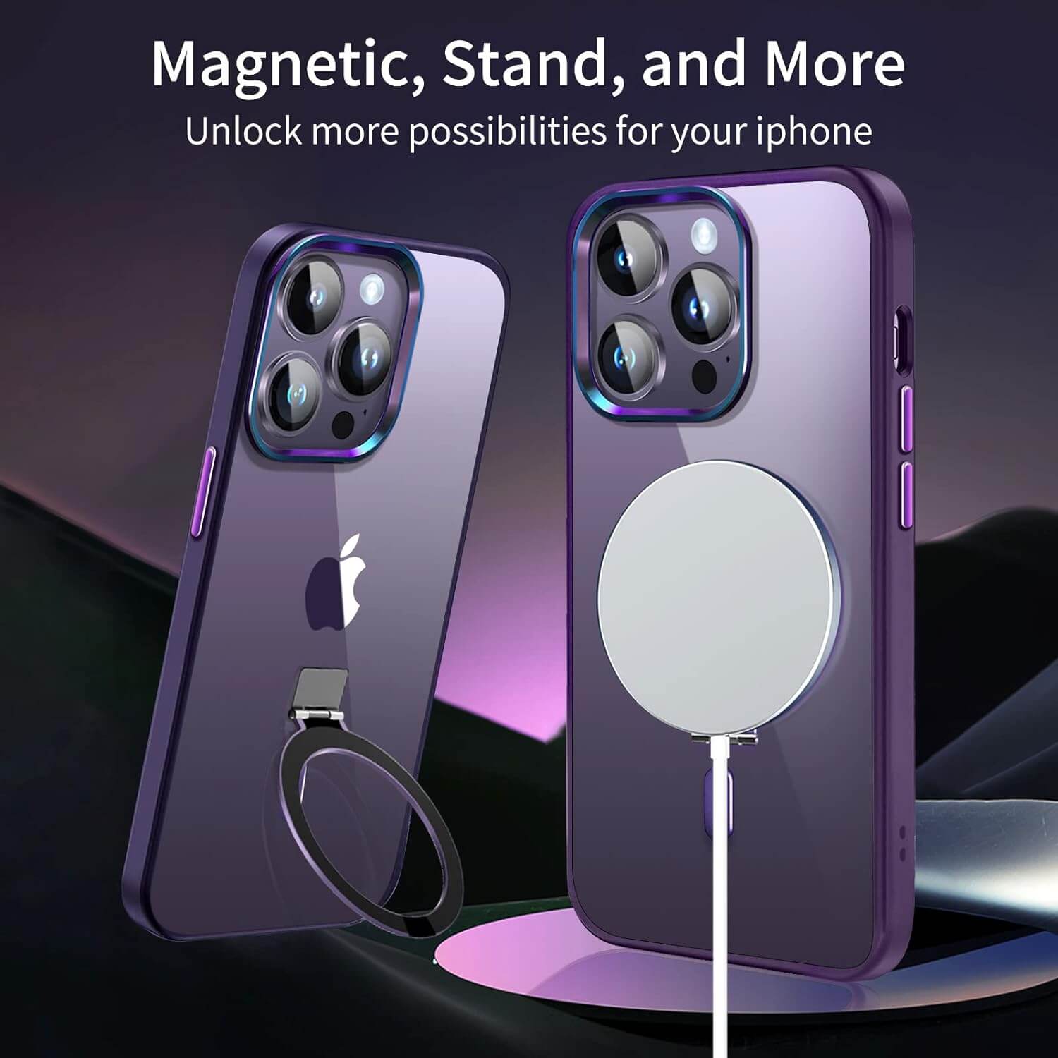 iPhone 14 Pro Max Case with Magnetic Stand [Compatible with MagSafe]