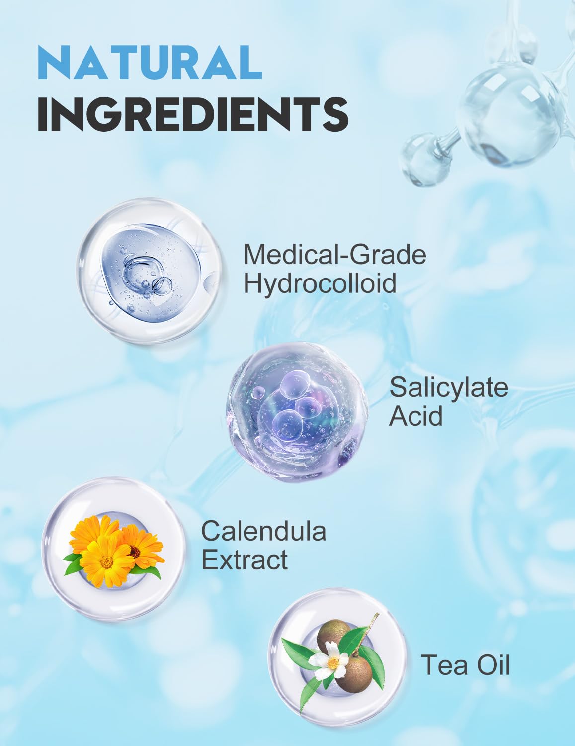 Pimple Patches for Face, 255 Pcs 5 Colors & 5 Sizes(8,10,12,14,16mm) Acne Patches Hydrocolloid Precise Matches Different Size, Cute Star Spot invisible Zit Covering, Absorbing Cover, Tea Tree