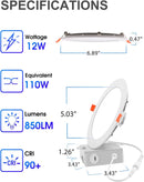 12 Pack 6-Inch Ultra-Thin LED Recessed Lighting with Junction Box