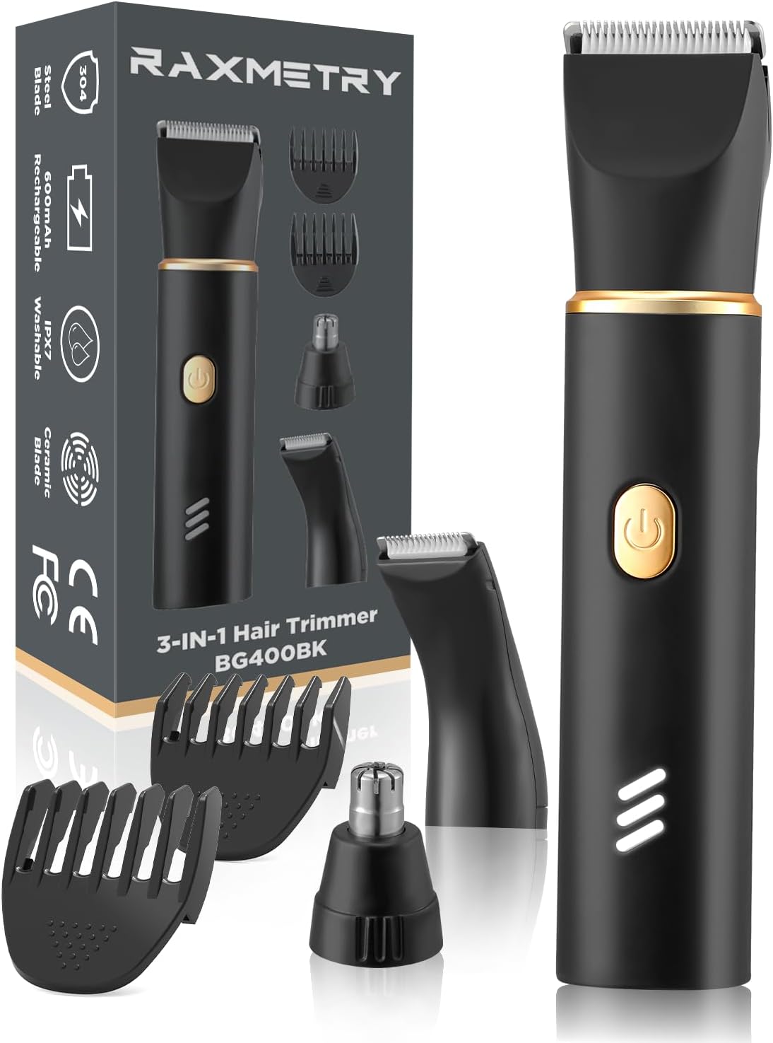 Manscape Trimmer for Men-3 in 1 Electric Groin Groomer,IPX7 Waterproof,Body Hair Trimmer for Ball/Pubic/Chest/Beard/Nose Hair Trimmer,USB-C Charging, Gifts for Him Dad