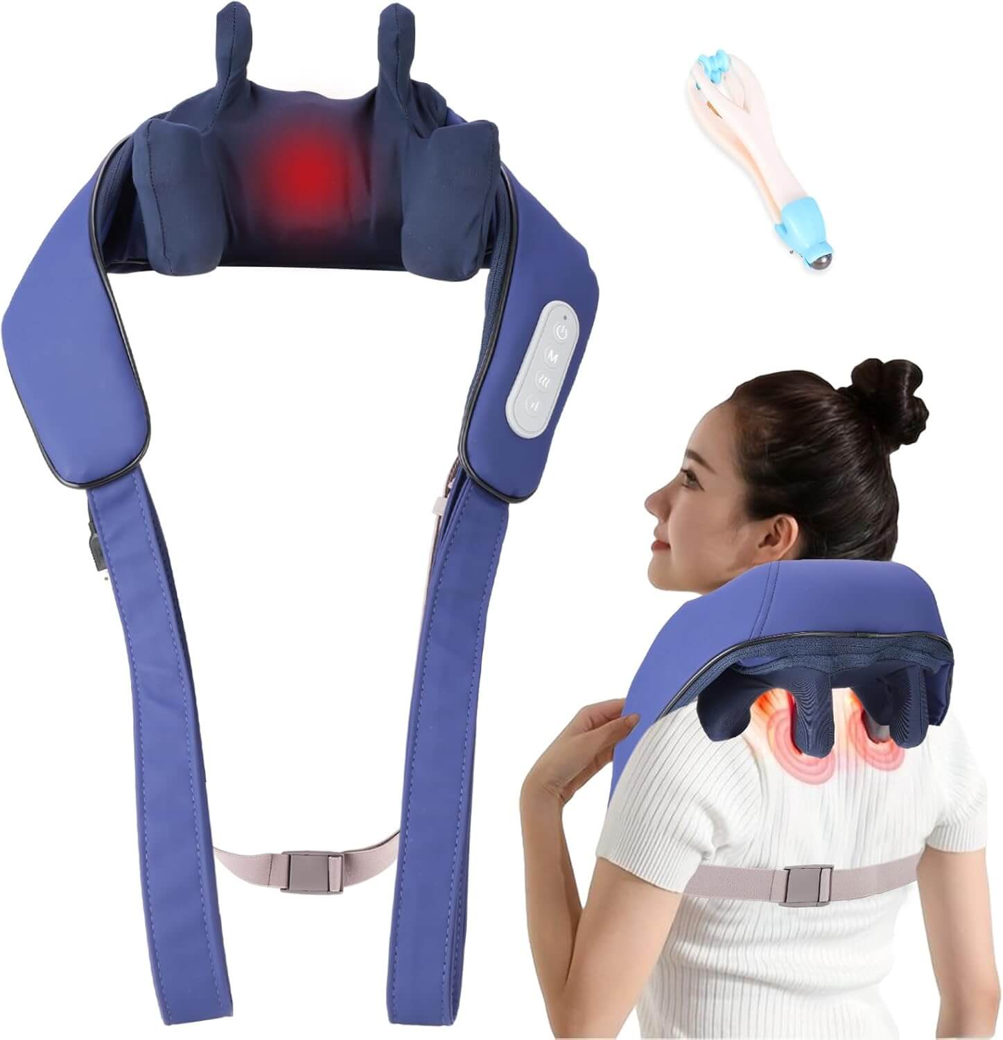 Neck Massager with Heat, Cordless Neck Massager Deep Tissue 4d Neck and Shoulder Massager for Relaxation-Adjustable Shoulder，Massagers for Neck and Shoulder with Heat Gifts for Male and Female