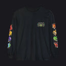 A black long-sleeve t-shirt with colorful graphic prints on both sleeves and a 'HOC SLATE' logo on the left chest, displayed on a clean white background.
