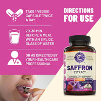 Pure Saffron Extract - Supports Weight and Appetite Health, Mood, Focus, Memory, Digestion, Eye, Skin and Brain Health. NSF Certified Saffron Supplements for Women and Men, 45-Day Supply