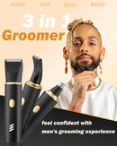 Manscape Trimmer for Men-3 in 1 Electric Groin Groomer,IPX7 Waterproof,Body Hair Trimmer for Ball/Pubic/Chest/Beard/Nose Hair Trimmer,USB-C Charging, Gifts for Him Dad