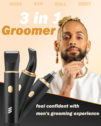 Manscape Trimmer for Men-3 in 1 Electric Groin Groomer,IPX7 Waterproof,Body Hair Trimmer for Ball/Pubic/Chest/Beard/Nose Hair Trimmer,USB-C Charging, Gifts for Him Dad