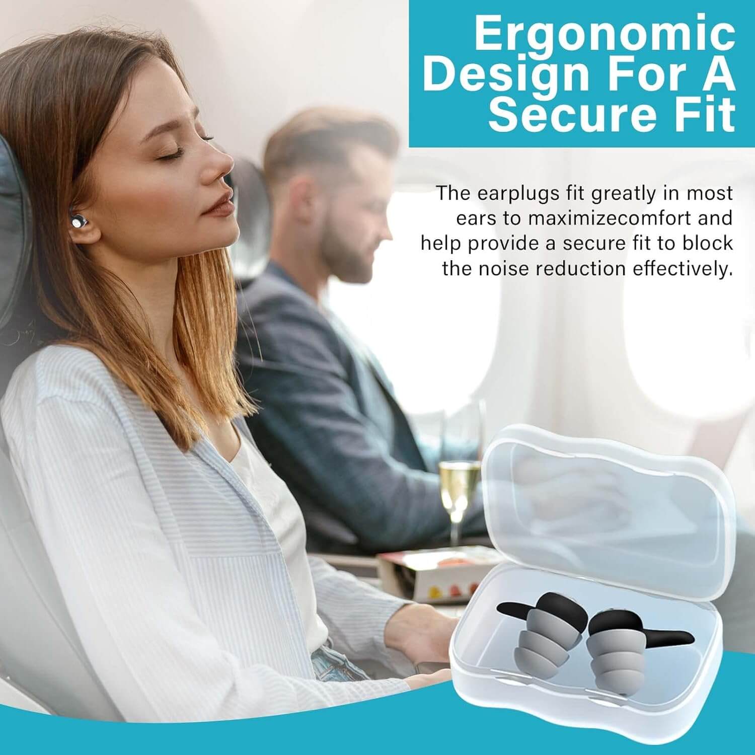 Ear Plugs for Sleeping Noise Cancelling, Soft Silicone Reusable Earplugs for Noise Reduction Earplug Sound Blocking for Sleep Snoring Study Concerts, M-normal, Gray-black