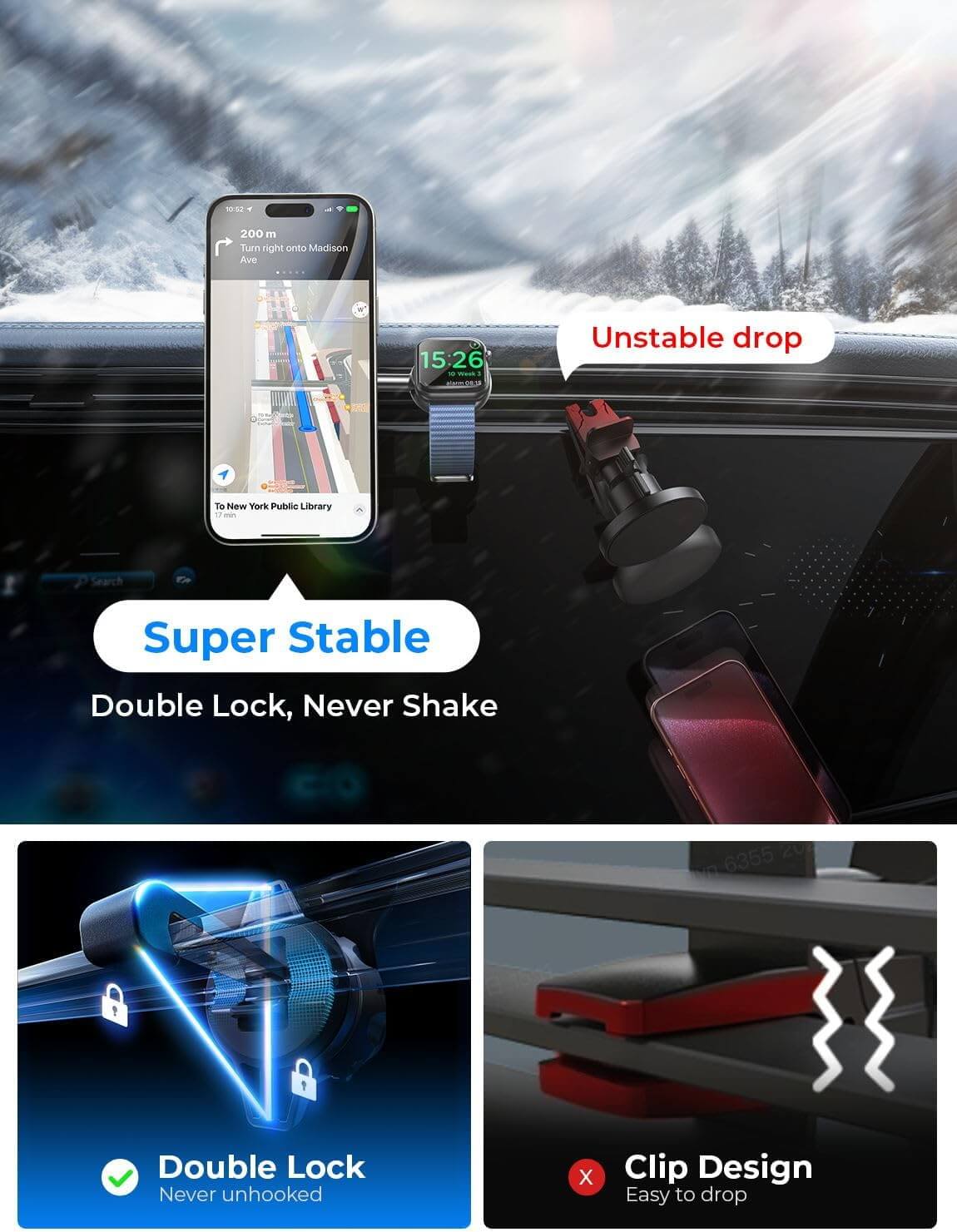 2 in 1 for 18W MagSafe Car Mount Charger [2024 Upgrade] Wireless Car Vent Charger Magnetic Car Phone Holder Mount for iPhone Car Accessories for iPhone 15 14 13 12 Pro Max Plus Apple Watch