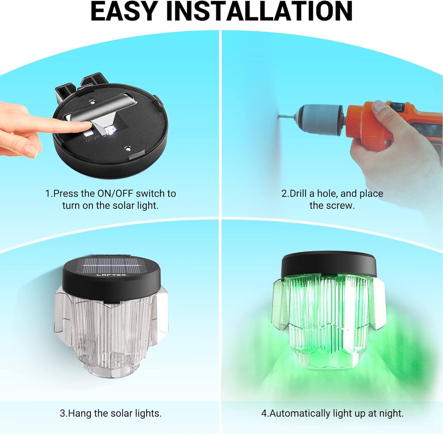 LOFTEK Solar Fence Light