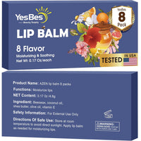Lip Balm, 8 Pack Natural Bulk with Vitamin E & Coconut Oil, Moisturizing Dry Cracked Lips Protection, 8 Flavors - Stocking Stuffers