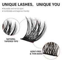 VYRILA Lash Cluster 132pcs Individual Lashes,8-16mm Diy Lash Extension,C Curl Lash Clusters Wispy,3D Natural Lash Clusters Look Like Eyelash Extension DIY at Home (Orange Whisper-C-8-16mix)