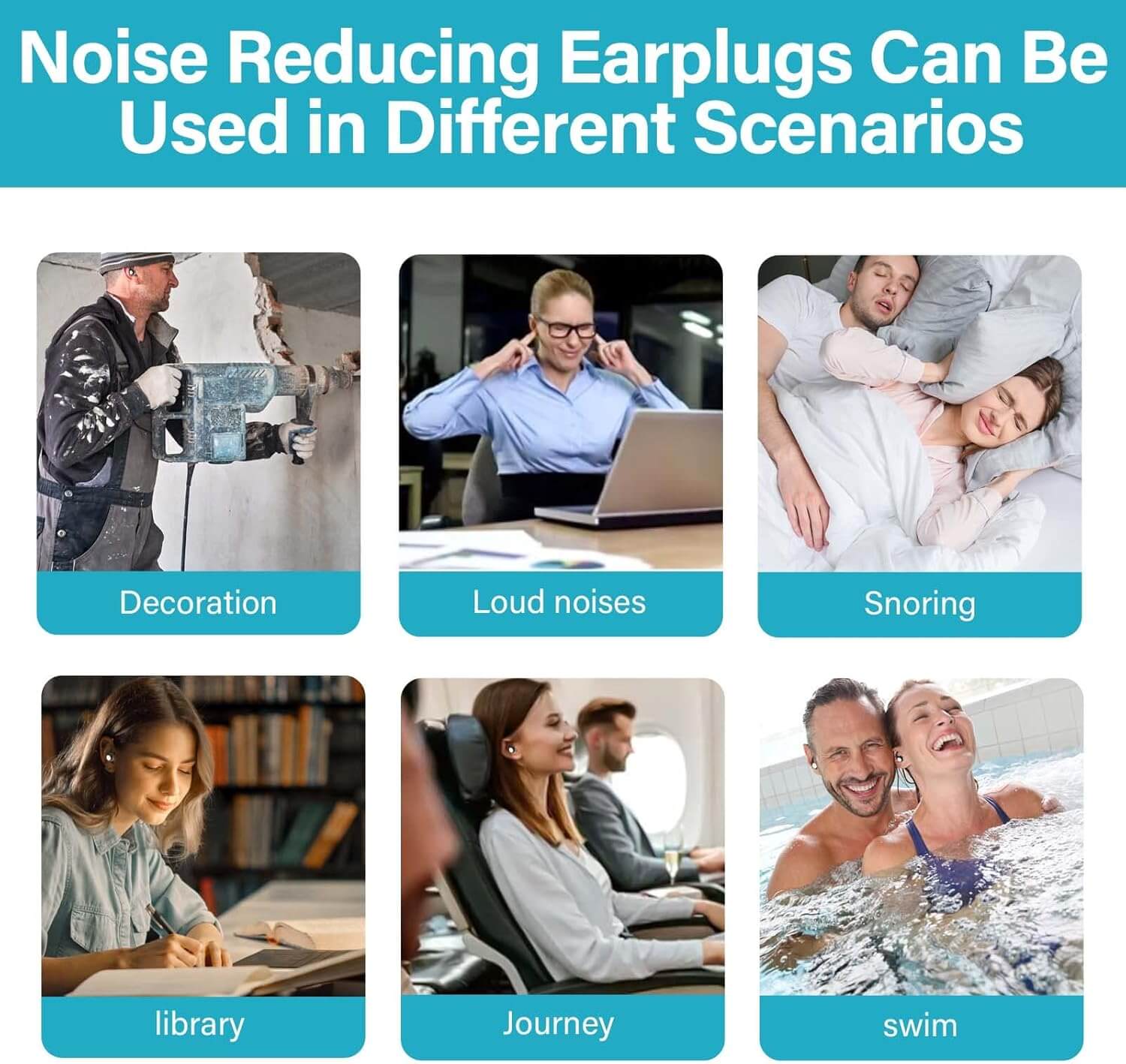 Ear Plugs for Sleeping Noise Cancelling, Soft Silicone Reusable Earplugs for Noise Reduction Earplug Sound Blocking for Sleep Snoring Study Concerts, M-normal, Gray-black