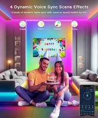 Smart TV LED Backlight,32.8FT ICRGB LED Lights for TV,with Remote and App Control, Music Sync Color Changing Strip Lights,USB Powered,for Gaming Room,PC