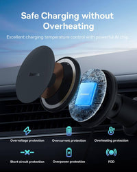 Magsafe Car Mount Charger, [All in One] Baseus 15W Fast Charging Phone Mount for Car Vent, Magnetic Wireless Car Charger with 40W USB A Car Charger and Cable for iPhone 15 14 13 12 Pro Max Plus