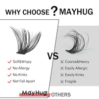 Mayhug Lash Clusters Individual Lashes Lash Extension Clusters 160 Pcs Cluster Lashes D Curl Volume Lash Clusters 8-18mm Wispy False Eyelash Reusable, DIY False Eyelashes Extensions Clusters (Wonder)