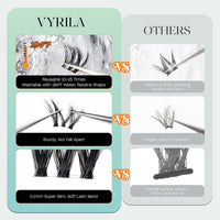 VYRILA Lash Clusters 0.05mm Individual Lashes, 3D Wispy Lashes Clusters, 0.1mm Super Thin Band Resuable Natural Lashes,C Curl Faux Mink Lashes,108pcs Lash Extension (Green Cozy-C-0.05-8-16mix)