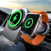 2 in 1 for 18W MagSafe Car Mount Charger [2024 Upgrade] Wireless Car Vent Charger Magnetic Car Phone Holder Mount for iPhone Car Accessories for iPhone 15 14 13 12 Pro Max Plus Apple Watch