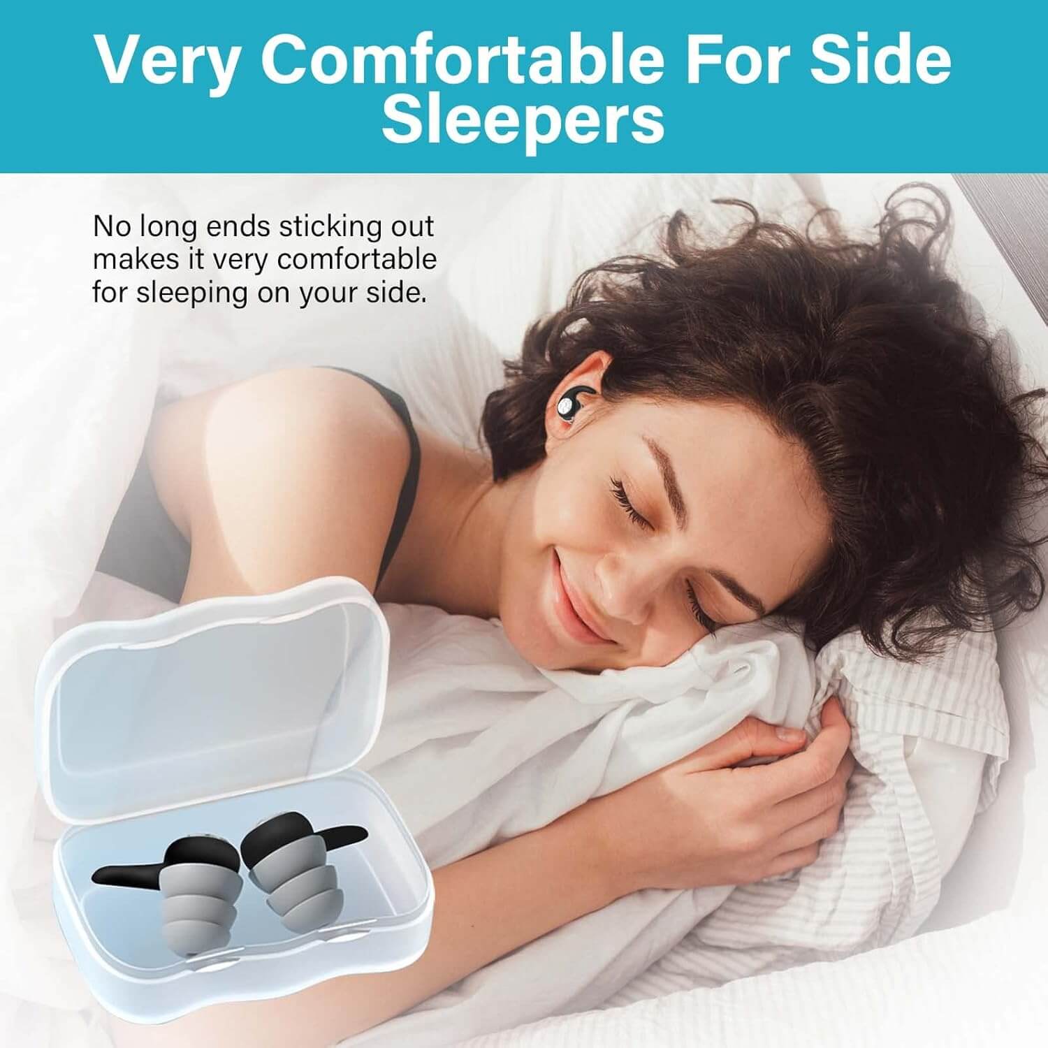 Ear Plugs for Sleeping Noise Cancelling, Soft Silicone Reusable Earplugs for Noise Reduction Earplug Sound Blocking for Sleep Snoring Study Concerts, M-normal, Gray-black