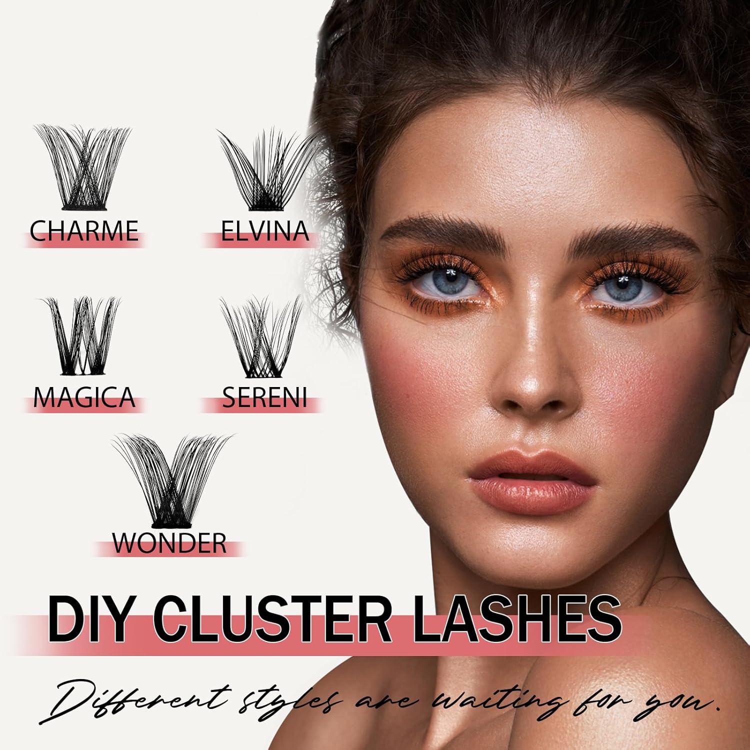 Mayhug Lash Clusters Individual Lashes Lash Extension Clusters 160 Pcs Cluster Lashes D Curl Volume Lash Clusters 8-18mm Wispy False Eyelash Reusable, DIY False Eyelashes Extensions Clusters (Wonder)