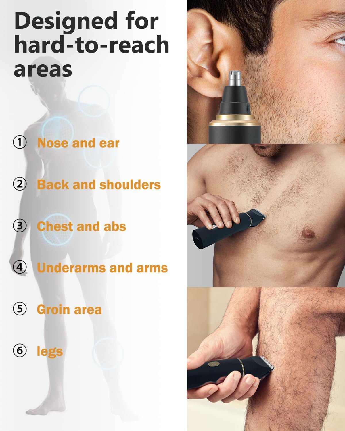 Manscape Trimmer for Men-3 in 1 Electric Groin Groomer,IPX7 Waterproof,Body Hair Trimmer for Ball/Pubic/Chest/Beard/Nose Hair Trimmer,USB-C Charging, Gifts for Him Dad