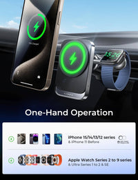 2 in 1 for 18W MagSafe Car Mount Charger [2024 Upgrade] Wireless Car Vent Charger Magnetic Car Phone Holder Mount for iPhone Car Accessories for iPhone 15 14 13 12 Pro Max Plus Apple Watch