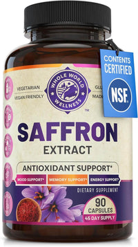 Pure Saffron Extract - Supports Weight and Appetite Health, Mood, Focus, Memory, Digestion, Eye, Skin and Brain Health. NSF Certified Saffron Supplements for Women and Men, 45-Day Supply