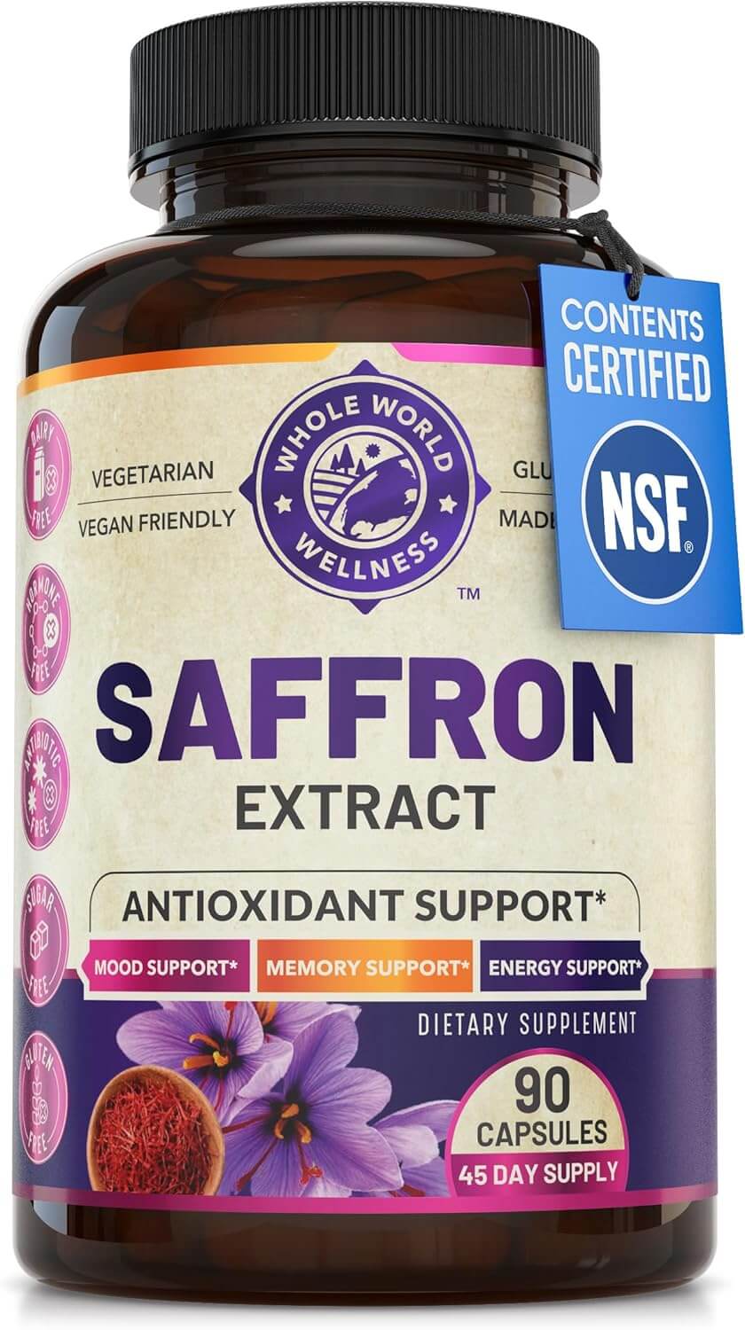 Pure Saffron Extract - Supports Weight and Appetite Health, Mood, Focus, Memory, Digestion, Eye, Skin and Brain Health. NSF Certified Saffron Supplements for Women and Men, 45-Day Supply