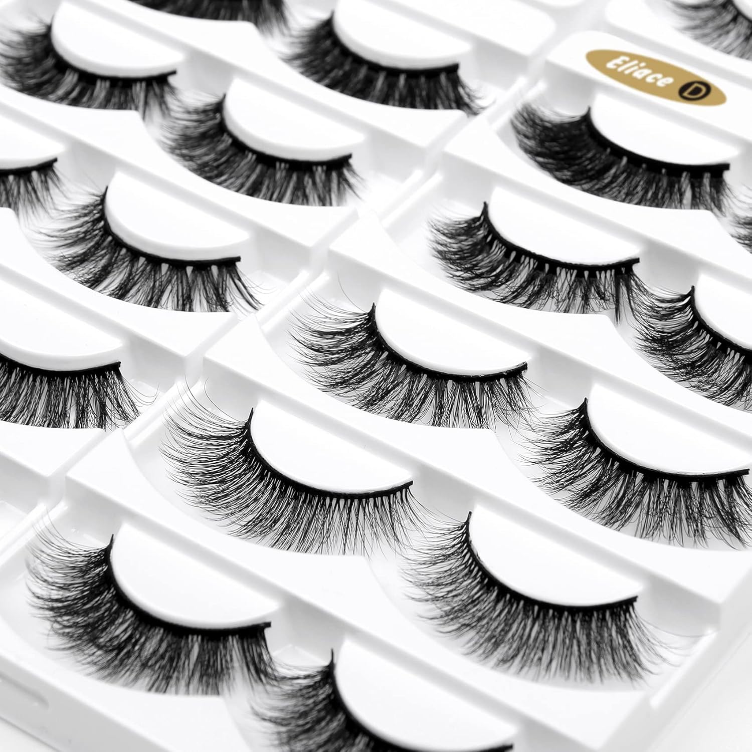 Eliace False Eyelashes Natural look Cat Eye Lashes Wispy Strips,6D Volume Mink lashes 30 Pairs 10 Mixed Styles Fake Eyelashes Pack,Wispy Eyelash Soft Reusable Dramatic Fluffy Beauty Lash Wholesale