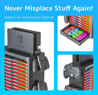 Game Storage Tower Compatible With Nintendo Switch, Nintendo Switch Stand Holder, Game Disk Rack, Controller Organizer, Switch Holder Stand for Gamers (Black)