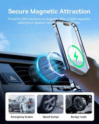Magsafe Car Mount Charger, [All in One] Baseus 15W Fast Charging Phone Mount for Car Vent, Magnetic Wireless Car Charger with 40W USB A Car Charger and Cable for iPhone 15 14 13 12 Pro Max Plus