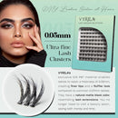 VYRILA Lash Clusters 0.05mm Individual Lashes, 3D Wispy Lashes Clusters, 0.1mm Super Thin Band Resuable Natural Lashes,C Curl Faux Mink Lashes,108pcs Lash Extension (Green Cozy-C-0.05-8-16mix)
