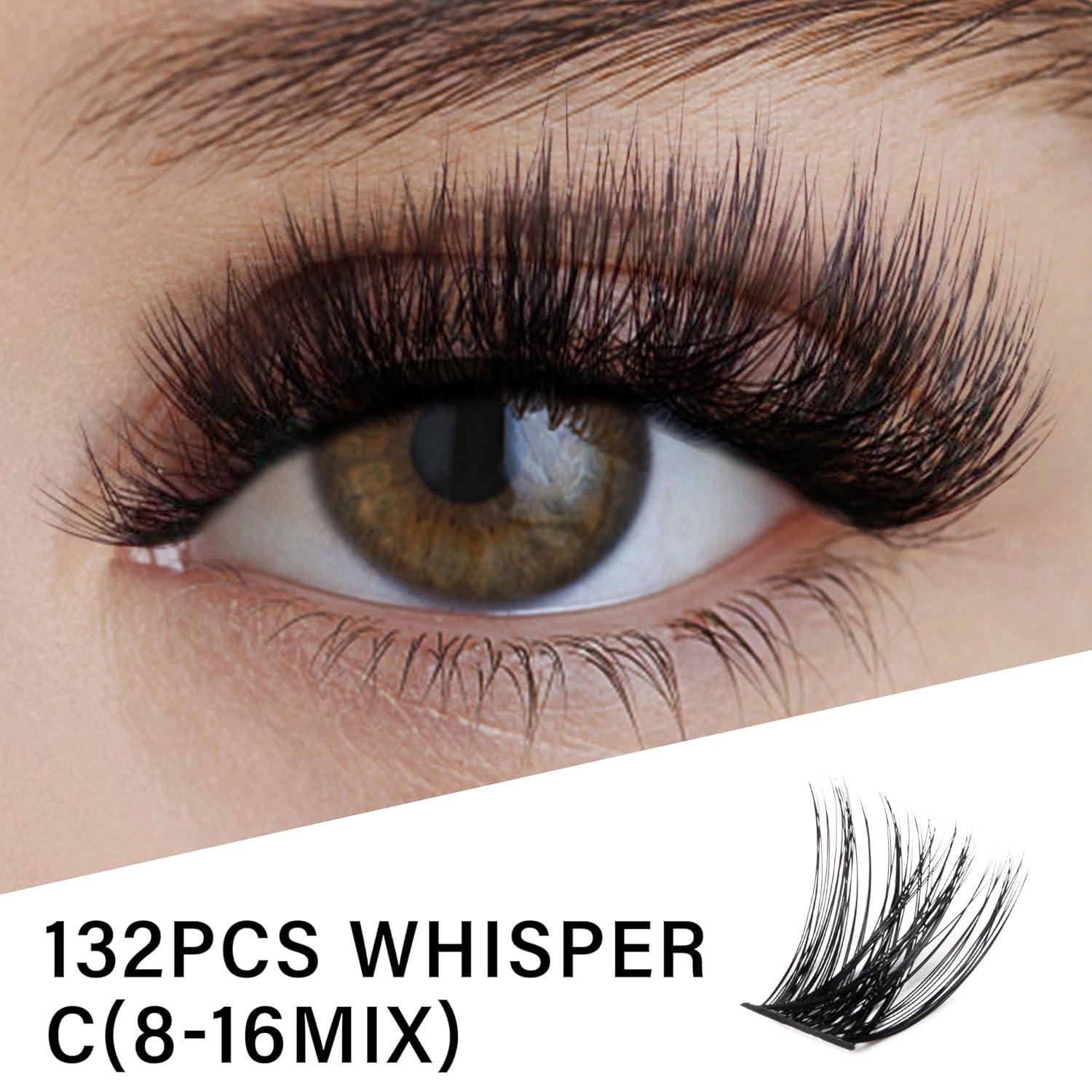 VYRILA Lash Cluster 132pcs Individual Lashes,8-16mm Diy Lash Extension,C Curl Lash Clusters Wispy,3D Natural Lash Clusters Look Like Eyelash Extension DIY at Home (Orange Whisper-C-8-16mix)