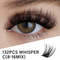 VYRILA Lash Cluster 132pcs Individual Lashes,8-16mm Diy Lash Extension,C Curl Lash Clusters Wispy,3D Natural Lash Clusters Look Like Eyelash Extension DIY at Home (Orange Whisper-C-8-16mix)