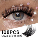 VYRILA Lash Clusters 0.05mm Individual Lashes, 3D Wispy Lashes Clusters, 0.1mm Super Thin Band Resuable Natural Lashes,C Curl Faux Mink Lashes,108pcs Lash Extension (Green Cozy-C-0.05-8-16mix)