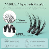 VYRILA Lash Clusters 0.05mm Individual Lashes, 3D Wispy Lashes Clusters, 0.1mm Super Thin Band Resuable Natural Lashes,C Curl Faux Mink Lashes,108pcs Lash Extension (Green Cozy-C-0.05-8-16mix)