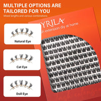 VYRILA Lash Cluster 132pcs Individual Lashes,8-16mm Diy Lash Extension,C Curl Lash Clusters Wispy,3D Natural Lash Clusters Look Like Eyelash Extension DIY at Home (Orange Whisper-C-8-16mix)