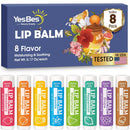 Lip Balm, 8 Pack Natural Bulk with Vitamin E & Coconut Oil, Moisturizing Dry Cracked Lips Protection, 8 Flavors - Stocking Stuffers