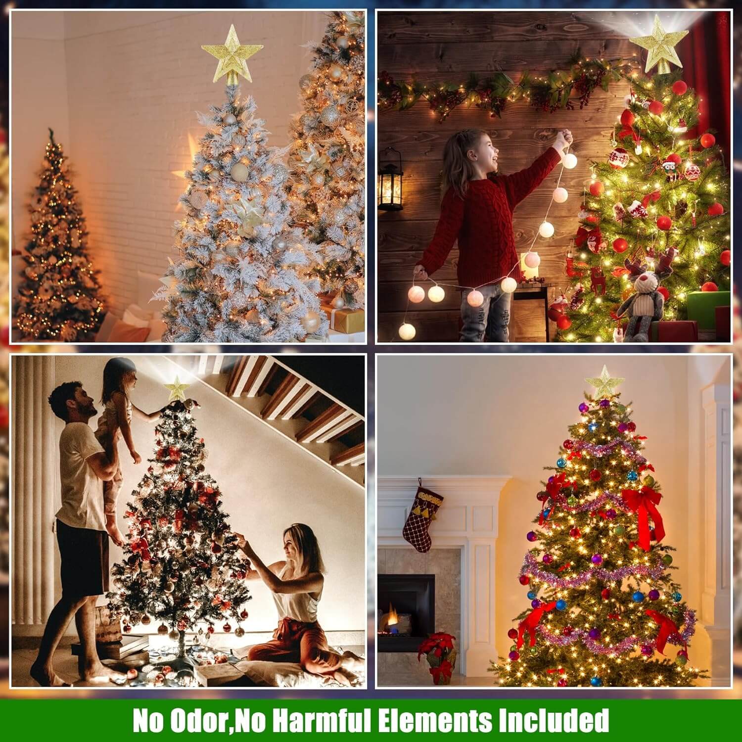 Christmas Tree Topper with Rotating Projection Light