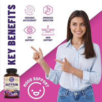 Pure Saffron Extract - Supports Weight and Appetite Health, Mood, Focus, Memory, Digestion, Eye, Skin and Brain Health. NSF Certified Saffron Supplements for Women and Men, 45-Day Supply