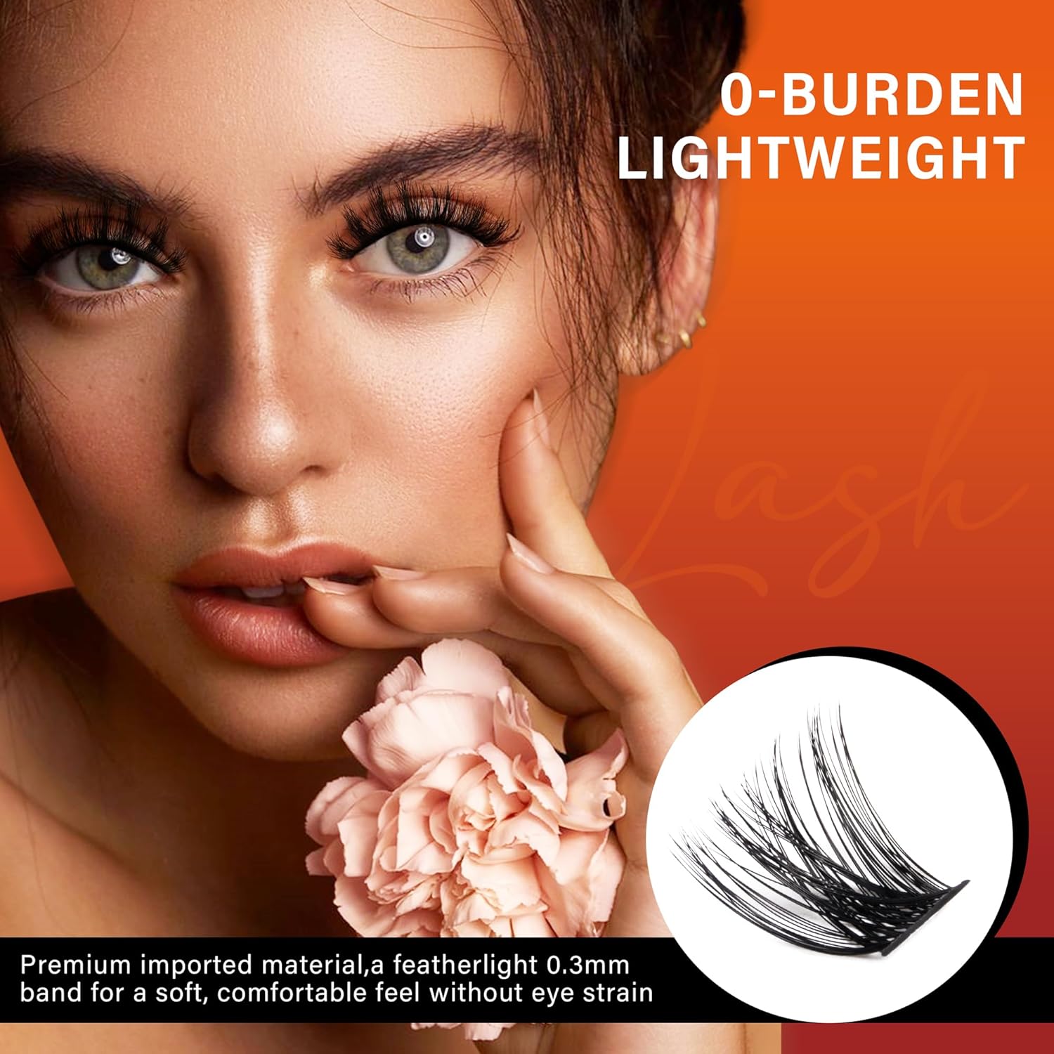 VYRILA Lash Cluster 132pcs Individual Lashes,8-16mm Diy Lash Extension,C Curl Lash Clusters Wispy,3D Natural Lash Clusters Look Like Eyelash Extension DIY at Home (Orange Whisper-C-8-16mix)