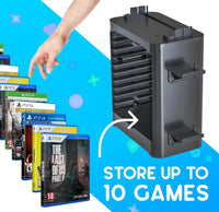 Game Storage Tower Compatible With Nintendo Switch, Nintendo Switch Stand Holder, Game Disk Rack, Controller Organizer, Switch Holder Stand for Gamers (Black)