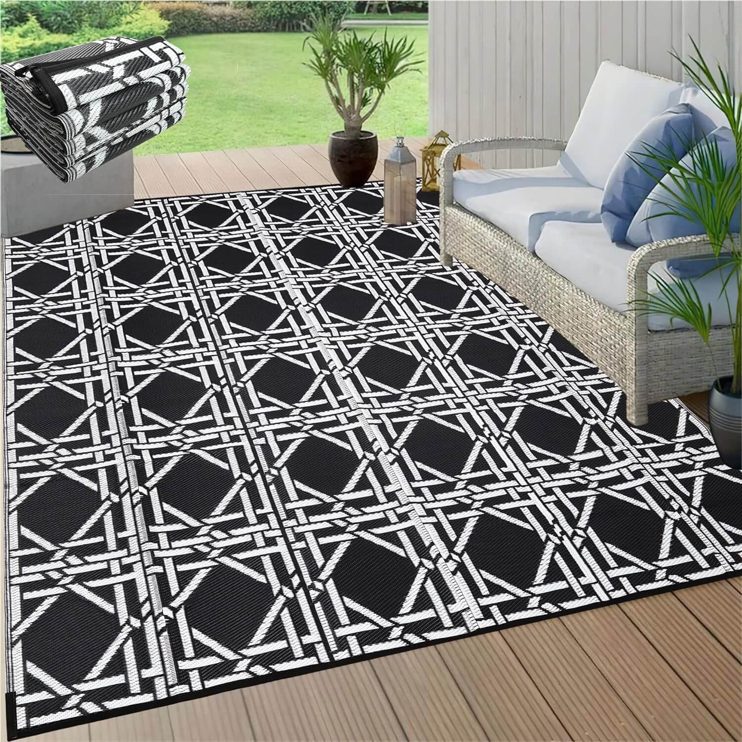 Outdoor Waterproof Plastic Straw Rugs 5x7