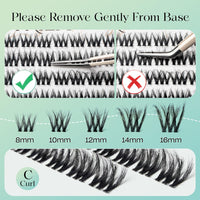 VYRILA Lash Clusters 0.05mm Individual Lashes, 3D Wispy Lashes Clusters, 0.1mm Super Thin Band Resuable Natural Lashes,C Curl Faux Mink Lashes,108pcs Lash Extension (Green Cozy-C-0.05-8-16mix)