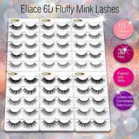 Eliace False Eyelashes Natural look Cat Eye Lashes Wispy Strips,6D Volume Mink lashes 30 Pairs 10 Mixed Styles Fake Eyelashes Pack,Wispy Eyelash Soft Reusable Dramatic Fluffy Beauty Lash Wholesale