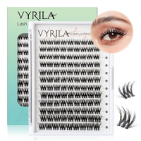 VYRILA Lash Clusters 0.05mm Individual Lashes, 3D Wispy Lashes Clusters, 0.1mm Super Thin Band Resuable Natural Lashes,C Curl Faux Mink Lashes,108pcs Lash Extension (Green Cozy-C-0.05-8-16mix)