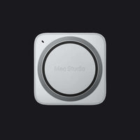Silver Mac Studio computer on a white background